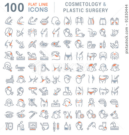 Set Vector Line Icons of Cosmetology and Plastic Surgery. 91830444