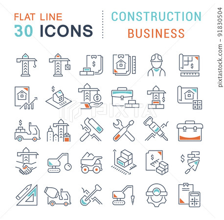 Set Vector Line Icons of Construction Business - Stock Illustration ...