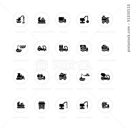 Set of Simple Icons of Construction Transport 91830518