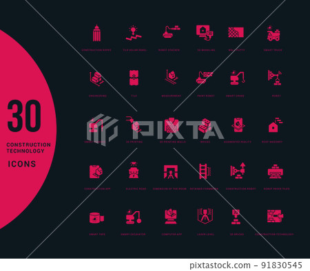 Set of Simple Icons of Construction Technology Set of Simple Icons of Construction Technology 91830545