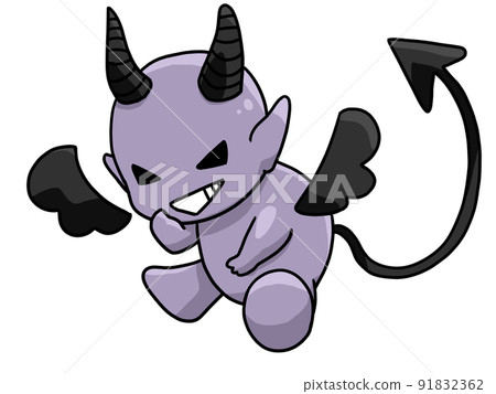 一個咧著嘴笑的小惡魔的插圖 91832362