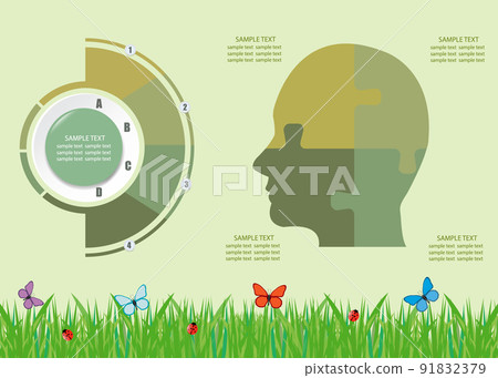 Ecological infographics showing puzzle head and labels for your text. 91832379