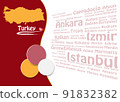 Travel to Turkey template vector with Turkish landmarks names. 91832382