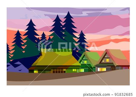 An old folk house that weaves the beautiful four seasons of Japan. The gentle taste of Japanese houses is embossed. With background 91832685