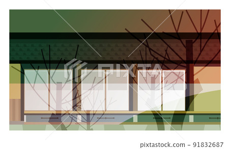 An old folk house that weaves the beautiful... - Stock Illustration ...