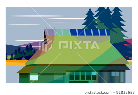 An old folk house that weaves the beautiful... - Stock Illustration ...