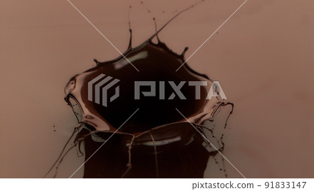 Melted chocolate splash in detail. Melted chocolate splash in detail. 91833147