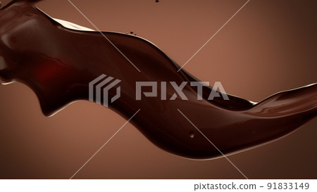 Melted chocolate splash in detail. 91833149