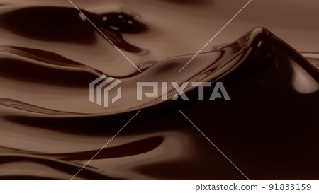 Melted chocolate in detail, floating on surface. 91833159