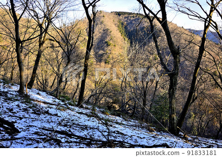 Henmuroyama in the Asahi in the snowy mountains from Mt. Miune in Tanzawa Henmuroyama in the Asahi in the snowy mountains from Mt. Miune in Tanzawa 91833181