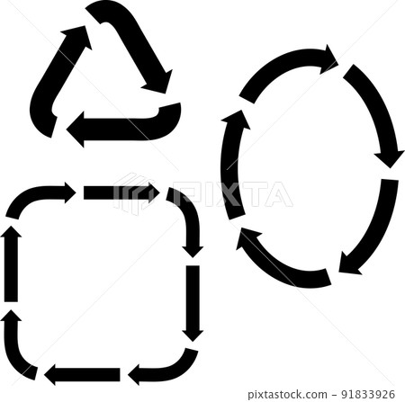 Arrows that circulate over triangles, rectangles, and ovals Arrows that circulate over triangles, rectangles, and ovals 91833926
