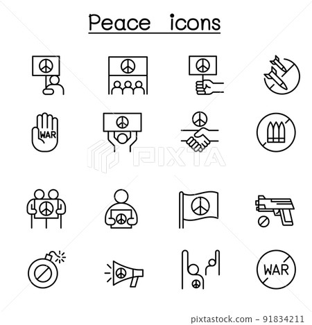 Peace icon set in thin line style 91834211