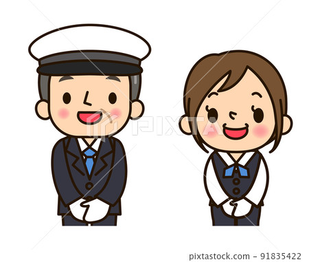 Male and female taxi crew Male and female taxi crew 91835422
