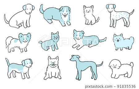 手繪可愛狗狗套裝 2 藍色 91835536