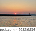 山和防波堤，日落 91836836