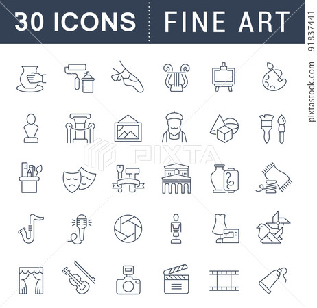 Set of vector line icons of fine art for modern concepts, web and apps. 91837441