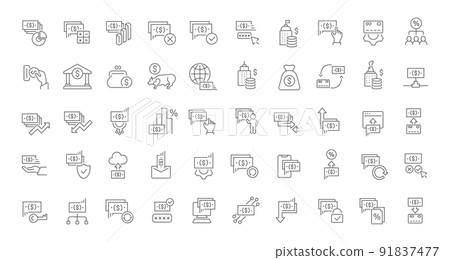 Set of vector line icons of finance for modern concepts, web and apps. 91837477