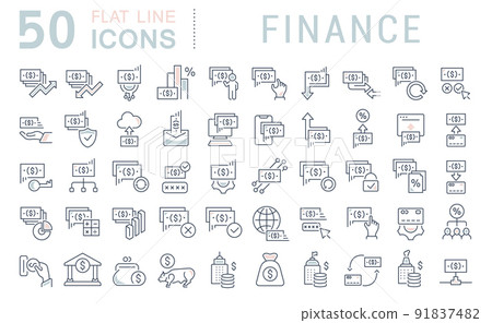 Set of vector line icons of finance for modern... - Stock Illustration ...