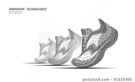 Low poly sneaker model. Digital symbol cryptocurrency game sten. Walking to earn money mobile app. Bitcoin money NFT blockchain vector illustration Low poly sneaker model. Digital symbol cryptocurrency game sten. Walking to earn money mobile app. Bitcoin money NFT blockchain vector illustration 91839360