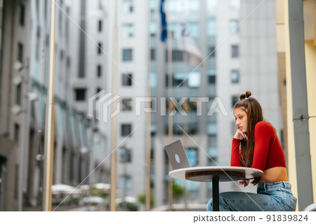 Photo of young confused displeased beautiful woman 91839824