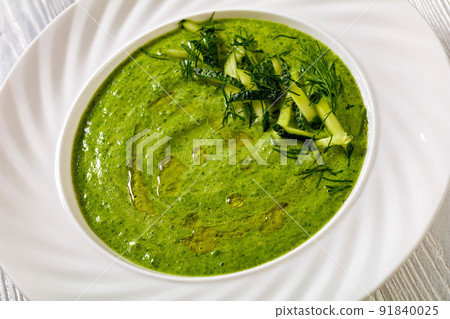 Tarator, summer cold cucumber soup in bowl Tarator, summer cold cucumber soup in bowl 91840025