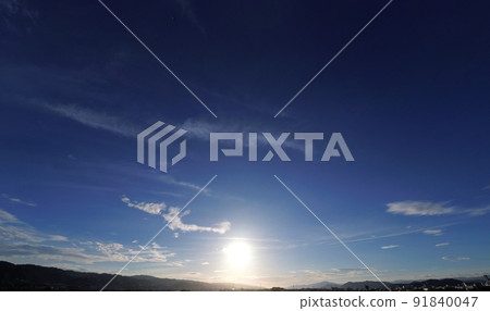 Refreshing summer morning sky with upper clouds, super wide angle, 220628am, sky main Refreshing summer morning sky with upper clouds, super wide angle, 220628am, sky main 91840047