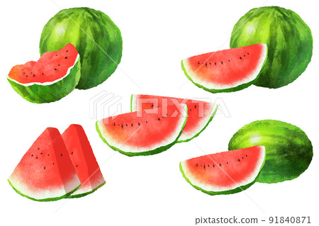 西瓜插畫素材集 91840871