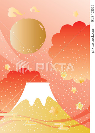 新年富士山和日出背景圖 新年富士山和日出背景圖 91842092