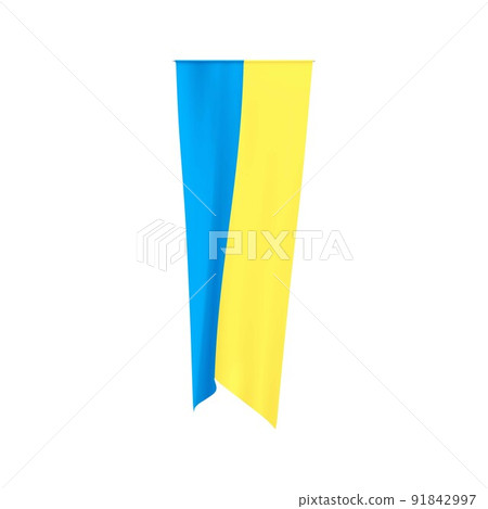 Ukraine vertical flag. National Ukrainian yellow blue flag. Ukraine pennant. 91842997