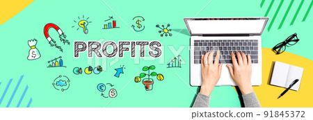 Profits with person using a laptop 91845372