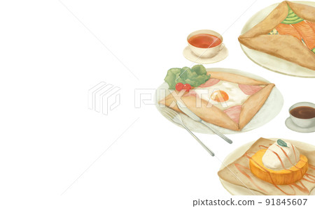 西式方餅的彩色鉛筆式插圖 91845607