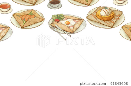 西式方餅的彩色鉛筆式插圖 91845608