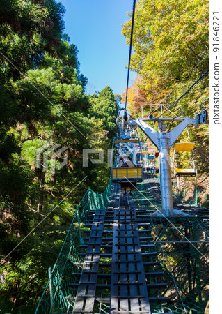 A lift for vacationers climbing Mt. Takao A lift for vacationers climbing Mt. Takao 91846221