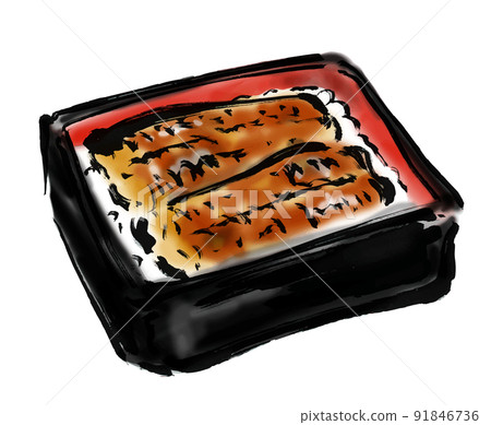 鰻魚的手繪日式插畫 91846736