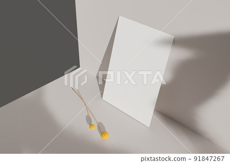 Realistic blank flyer brochure for mockup. 3D Render. Realistic blank flyer brochure for mockup. 3D Render. 91847267