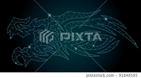 Cosmic low poly art with shiny dragon head Cosmic low poly art with shiny dragon head 91848585