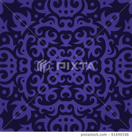 Vector art with colorful blue vintage tile pattern 91848586