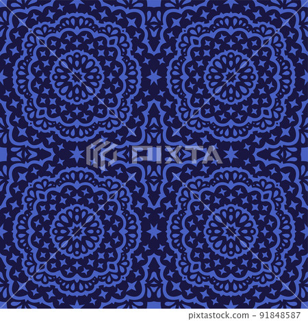 Vector art with blue cosmic seamless pattern Vector art with blue cosmic seamless pattern 91848587