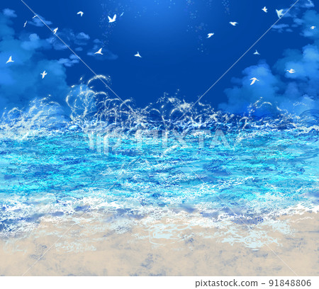 抽象的風景閃耀清澈的藍天夏日大海背景素材 插圖素材 圖庫