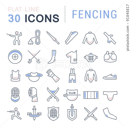 Set Vector Line Icons of Fencing. Set Vector Line Icons of Fencing. 91848817