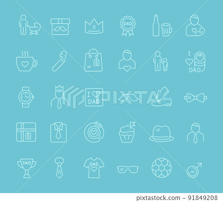 Set Vector Line Icons of Father's Day Set Vector Line Icons of Father's Day 91849208