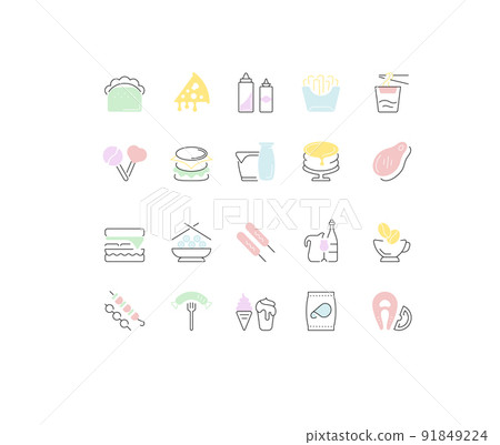 Set Vector Line Icons of Fast Food. 91849224