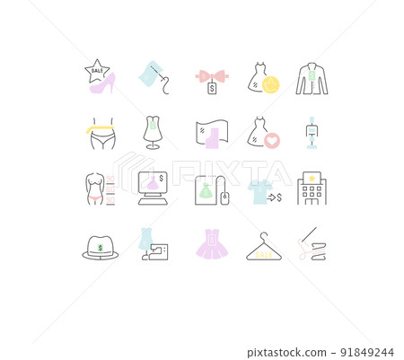 Set Linear Icons of Fashion Industry 91849244