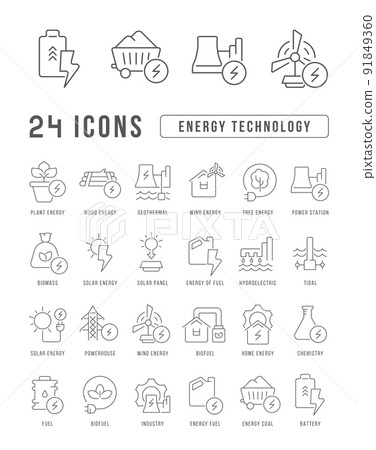 Set of linear icons of Energy Technology 91849360
