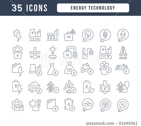 Set of linear icons of Energy Technology 91849361