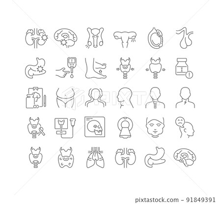 Set of linear icons of Endocrinology 91849391