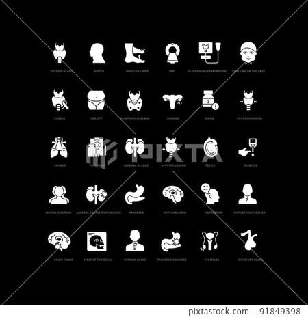 Set of simple icons of Endocrinology Set of simple icons of Endocrinology 91849398