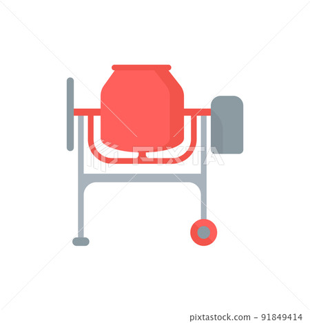 Flat Illustration of a Concrete Mixer Flat Illustration of a Concrete Mixer 91849414