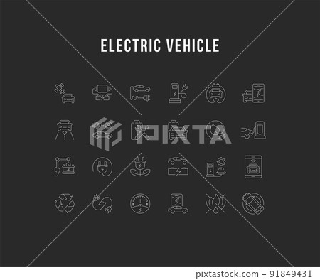 Set Vector Line Icons of Electric Vehicle. Set Vector Line Icons of Electric Vehicle. 91849431