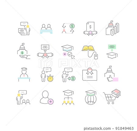 Set Vector Line Icons of Educational Business 91849463